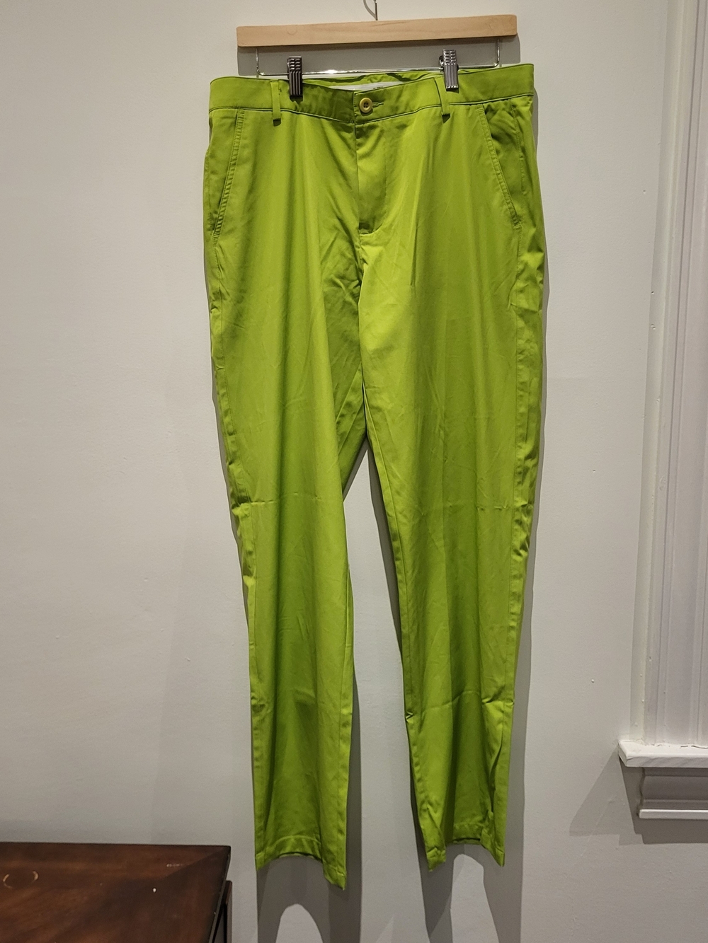Men's Slim Chinos in Bright Lime Green